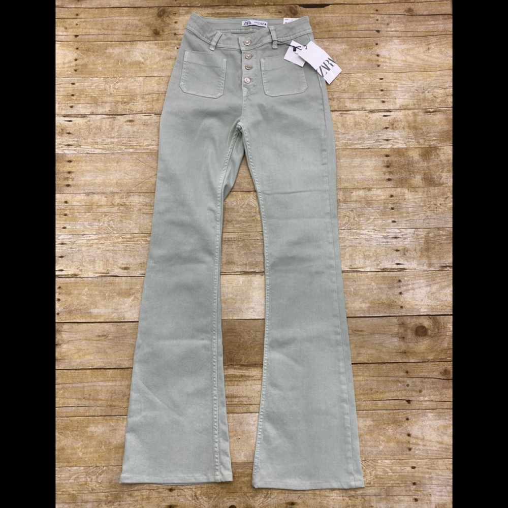 NWT Zara button fly flare leg